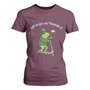Funny Frog St Patricks Day Meme T Shirt For Women Vitamin G Irish Beer TS14 Maroon Print Your Wear
