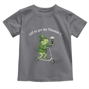 Funny Frog St Patricks Day Meme Toddler T Shirt Vitamin G Irish Beer TS14 Charcoal Print Your Wear