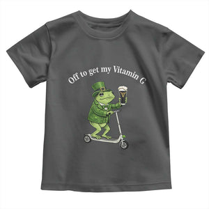 Funny Frog St Patricks Day Meme Toddler T Shirt Vitamin G Irish Beer TS14 Dark Heather Print Your Wear