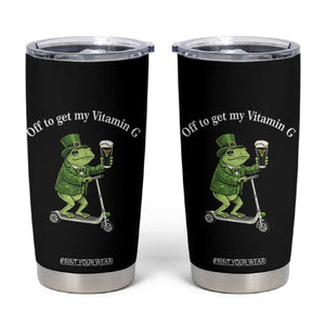 Funny Frog St Patricks Day Meme Tumbler Cup Vitamin G Irish Beer TS14 Black Print Your Wear
