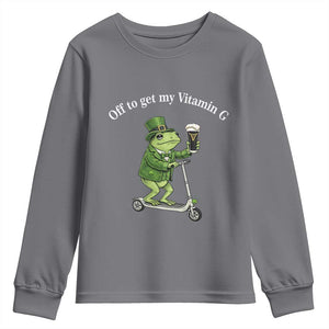Funny Frog St Patricks Day Meme Youth Sweatshirt Vitamin G Irish Beer TS14 Charcoal Print Your Wear