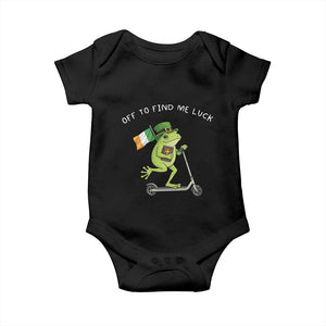 Funny Frog Christian St Patricks Day Baby Onesie Off To Find Me Lucky TS14 Black Print Your Wear