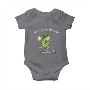 Funny Frog Christian St Patricks Day Baby Onesie Off To Find Me Lucky TS14 Charcoal Print Your Wear