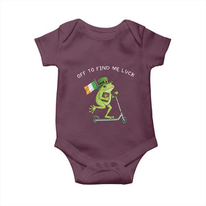Funny Frog Christian St Patricks Day Baby Onesie Off To Find Me Lucky TS14 Maroon Print Your Wear