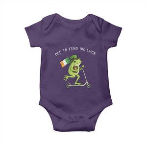Funny Frog Christian St Patricks Day Baby Onesie Off To Find Me Lucky TS14 Purple Print Your Wear