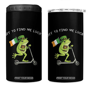 Funny Frog Christian St Patricks Day 4 in 1 Can Cooler Tumbler Off To Find Me Lucky TS14 One Size: 16 oz Black Print Your Wear