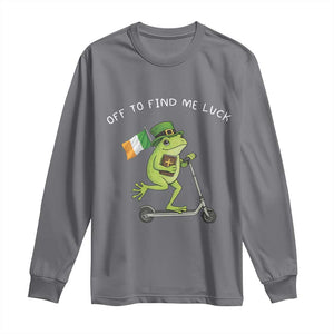 Funny Frog Christian St Patricks Day Long Sleeve Shirt Off To Find Me Lucky TS14 Charcoal Print Your Wear