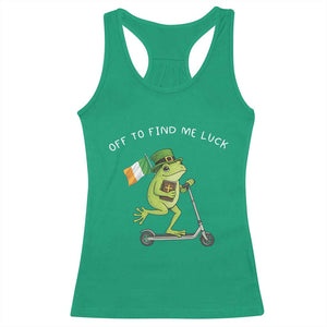Funny Frog Christian St Patricks Day Racerback Tank Top Off To Find Me Lucky TS14 Irish Green Print Your Wear