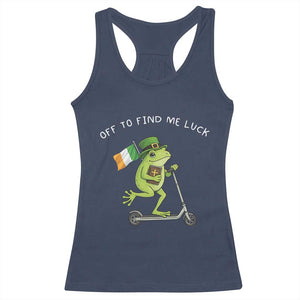 Funny Frog Christian St Patricks Day Racerback Tank Top Off To Find Me Lucky TS14 Navy Print Your Wear