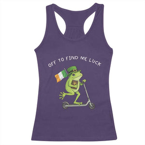 Funny Frog Christian St Patricks Day Racerback Tank Top Off To Find Me Lucky TS14 Purple Print Your Wear