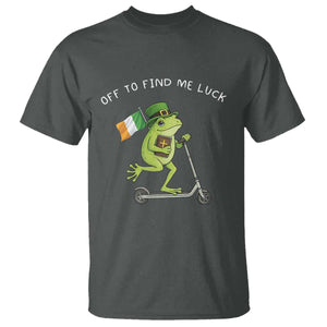 Funny Frog Christian St Patricks Day T Shirt Off To Find Me Lucky TS14 Dark Heather Print Your Wear