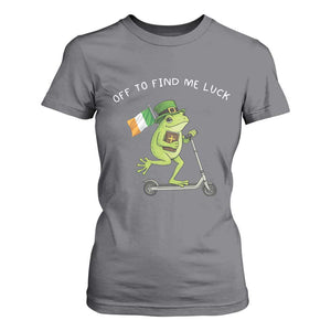 Funny Frog Christian St Patricks Day T Shirt For Women Off To Find Me Lucky TS14 Charcoal Print Your Wear