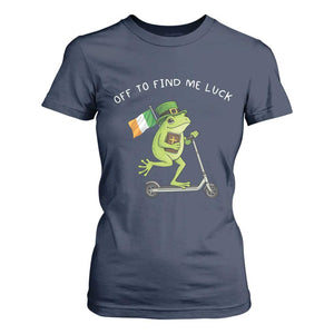 Funny Frog Christian St Patricks Day T Shirt For Women Off To Find Me Lucky TS14 Navy Print Your Wear