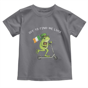Funny Frog Christian St Patricks Day Toddler T Shirt Off To Find Me Lucky TS14 Charcoal Print Your Wear