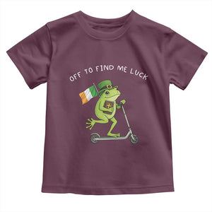 Funny Frog Christian St Patricks Day Toddler T Shirt Off To Find Me Lucky TS14 Maroon Print Your Wear