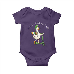 Funny Goose Christian St Patricks Day Baby Onesie Off To Find Me Lucky TS14 Purple Print Your Wear