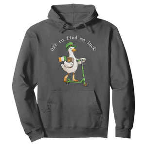 Funny Goose Christian St Patricks Day Hoodie Off To Find Me Lucky TS14 Dark Heather Print Your Wear