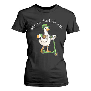 Funny Goose Christian St Patricks Day T Shirt For Women Off To Find Me Lucky TS14 Black Print Your Wear