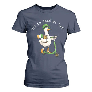 Funny Goose Christian St Patricks Day T Shirt For Women Off To Find Me Lucky TS14 Navy Print Your Wear