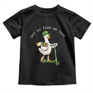 Funny Goose Christian St Patricks Day Toddler T Shirt Off To Find Me Lucky TS14 Black Print Your Wear