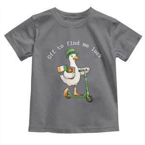 Funny Goose Christian St Patricks Day Toddler T Shirt Off To Find Me Lucky TS14 Charcoal Print Your Wear