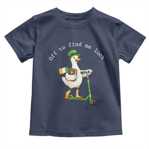 Funny Goose Christian St Patricks Day Toddler T Shirt Off To Find Me Lucky TS14 Navy Print Your Wear