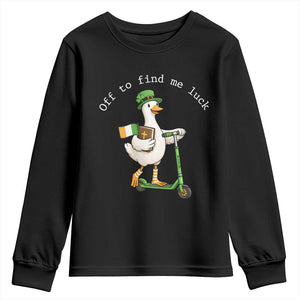 Funny Goose Christian St Patricks Day Youth Sweatshirt Off To Find Me Lucky TS14 Black Print Your Wear