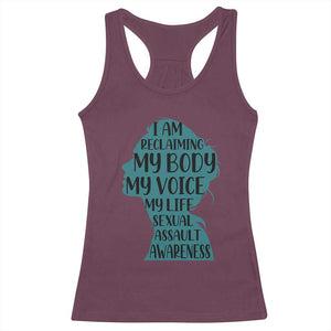 Sexual Assault Awareness Racerback Tank Top Women Support Survivors TS14 Maroon Print Your Wear