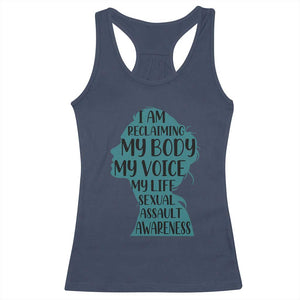Sexual Assault Awareness Racerback Tank Top Women Support Survivors TS14 Navy Print Your Wear