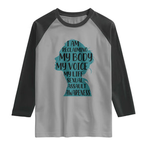 Sexual Assault Awareness Raglan Shirt Women Support Survivors TS14 Sport Gray Black Print Your Wear