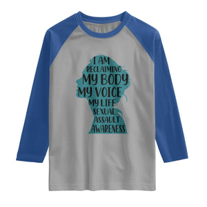 Sexual Assault Awareness Raglan Shirt Women Support Survivors TS14 Sport Gray Royal Print Your Wear
