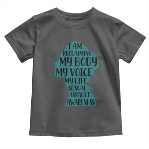 Sexual Assault Awareness Toddler T Shirt Women Support Survivors TS14 Dark Heather Print Your Wear