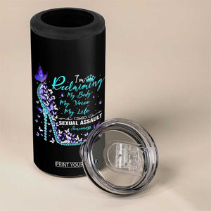 Sexual Assault Awareness 4 in 1 Can Cooler Tumbler I Am Reclaiming My Body My Voice My Life TS14 Print Your Wear