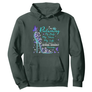 Sexual Assault Awareness Hoodie I Am Reclaiming My Body My Voice My Life TS14 Dark Forest Green Print Your Wear