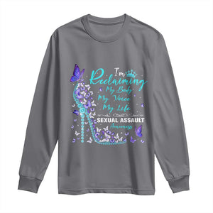 Sexual Assault Awareness Long Sleeve Shirt I Am Reclaiming My Body My Voice My Life TS14 Charcoal Print Your Wear