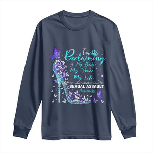 Sexual Assault Awareness Long Sleeve Shirt I Am Reclaiming My Body My Voice My Life TS14 Navy Print Your Wear