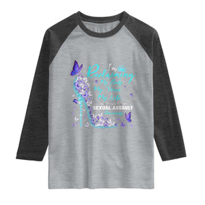 Sexual Assault Awareness Raglan Shirt I Am Reclaiming My Body My Voice My Life TS14 Heather Gray Heather Charcoal Print Your Wear