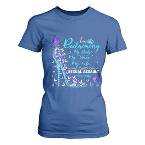 Sexual Assault Awareness T Shirt For Women I Am Reclaiming My Body My Voice My Life TS14 Royal Blue Print Your Wear