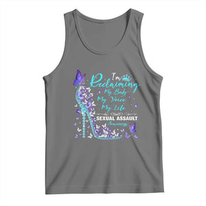 Sexual Assault Awareness Tank Top I Am Reclaiming My Body My Voice My Life TS14 Black Heather Print Your Wear