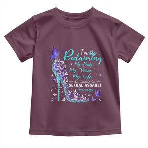 Sexual Assault Awareness Toddler T Shirt I Am Reclaiming My Body My Voice My Life TS14 Maroon Print Your Wear