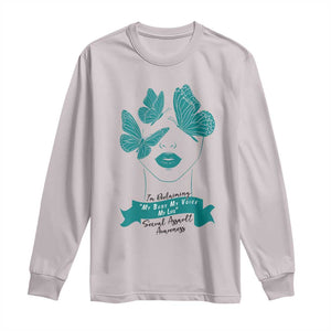 Sexual Assault Awareness Month Long Sleeve Shirt I Am Reclaiming My Body My Voice My Life TS14 Ice Gray Print Your Wear