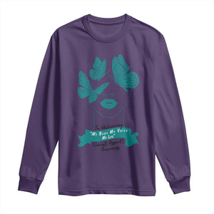 Sexual Assault Awareness Month Long Sleeve Shirt I Am Reclaiming My Body My Voice My Life TS14 Purple Print Your Wear