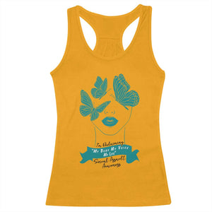 Sexual Assault Awareness Month Racerback Tank Top I Am Reclaiming My Body My Voice My Life TS14 Gold Print Your Wear