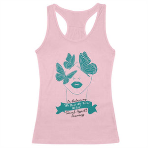 Sexual Assault Awareness Month Racerback Tank Top I Am Reclaiming My Body My Voice My Life TS14 Light Pink Print Your Wear