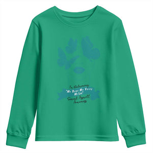 Sexual Assault Awareness Month Youth Sweatshirt I Am Reclaiming My Body My Voice My Life TS14 Irish Green Print Your Wear