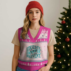 Sexual Assault Awareness Prevention V-Neck Knit Sweater Vest Educate Empower Prevent Women's Right TS14 Hot Pink Print Your Wear