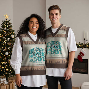 Sexual Assault Awareness Prevention V-Neck Knit Sweater Vest Educate Empower Prevent Women's Right TS14 Mocha Mousse Print Your Wear