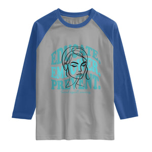Sexual Assault Awareness Prevention Raglan Shirt Educate Empower Prevent Women's Right TS14 Sport Gray Royal Print Your Wear