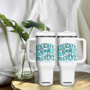 Sexual Assault Awareness Prevention Tumbler With Handle Educate Empower Prevent Women's Right TS14 Print Your Wear