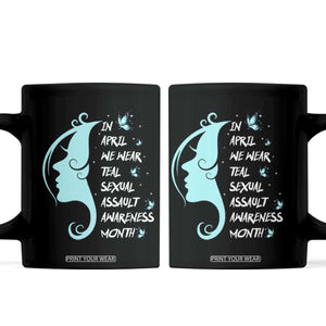 Sexual Assault Awareness Month Coffee Mug In April We Wear Teal Ribbon TS14 Black Print Your Wear